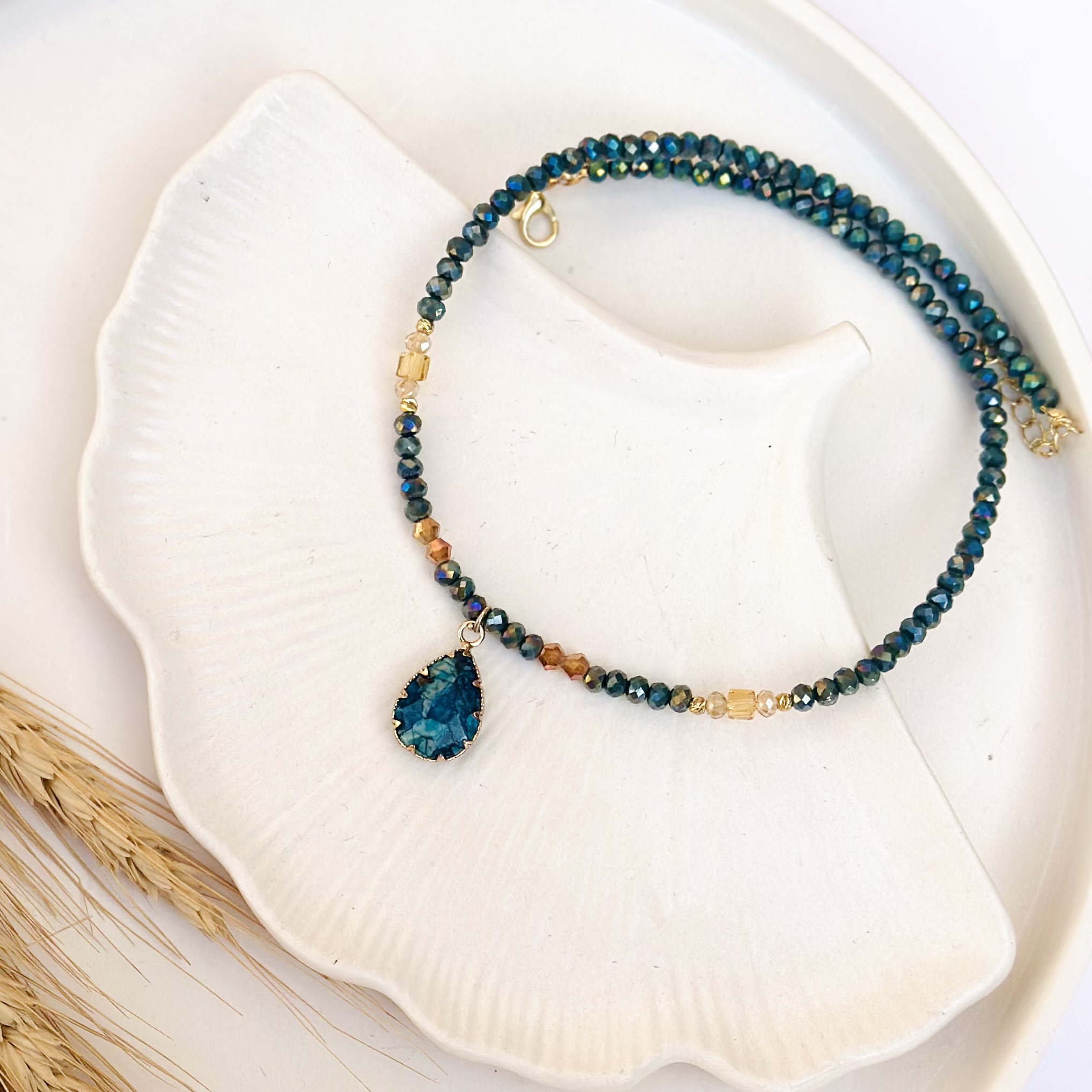 Teardrop Blue Crystal necklace